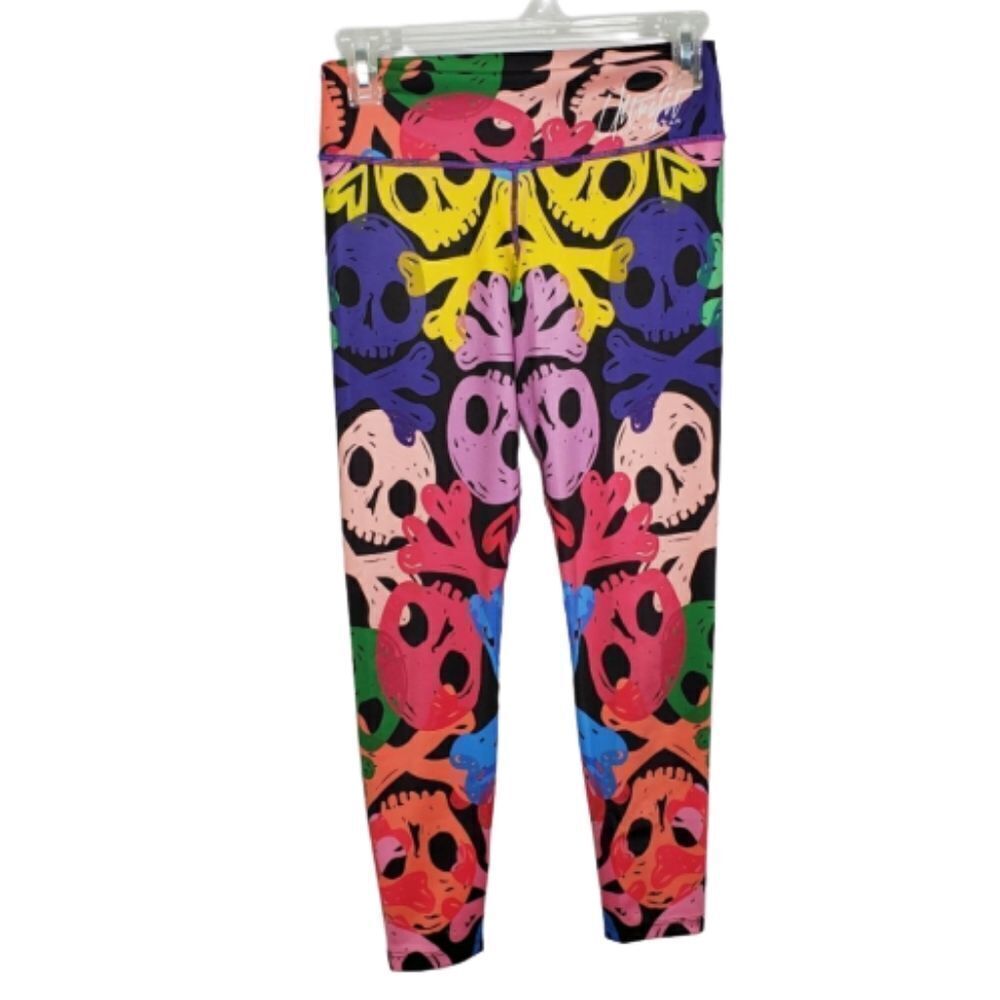 ULTRAFIT ACTIVEWEAR leggings‎ stretch skull rainbow workout pants M